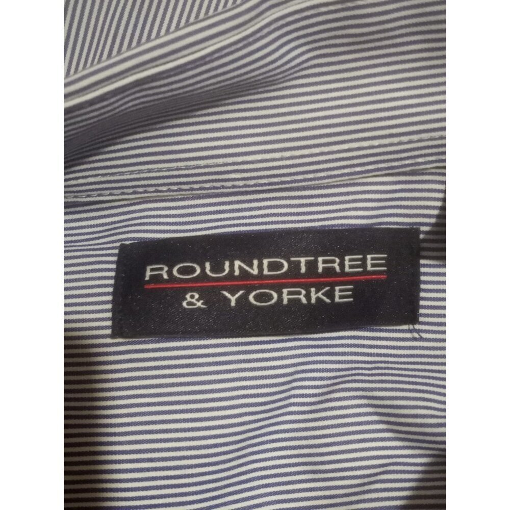Roundtree & Yorke Men's Long-Sleeve Shirt 3XT Blue Striped Luxury Cotton NWT - Picture 9 of 13